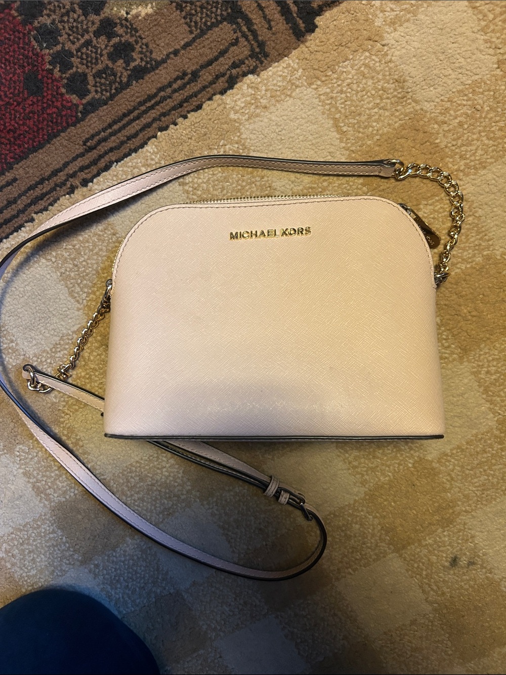 Michael Kors Light Pink Saffiano Crossbody with Gold Chain